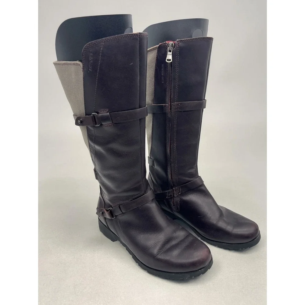 Gorpcore Teva De La Vina Waterproof Leather Riding Boots 7 Brown Plum